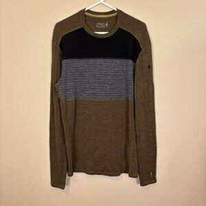 Smartwool Men's Merino Wool Crewneck Sweater Green with Black & Grey Size XL